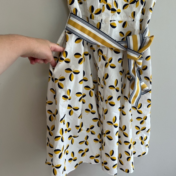 Boden Sophia Shirt Dress in Saffron Yellow Regatta Leaf, size US8R - Picture 6 of 9
